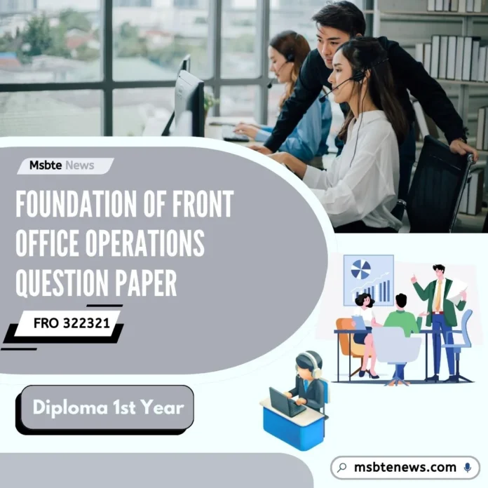 Foundation Of Front Office Operations Question Paper